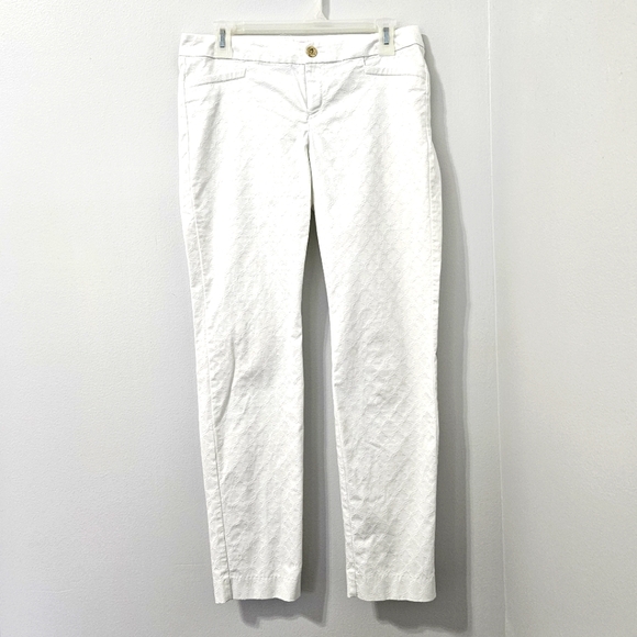 Lilly Pulitzer Kelly Womens Textured Ankle Skinny Pant Cottagecore White Small 4 - Picture 1 of 9